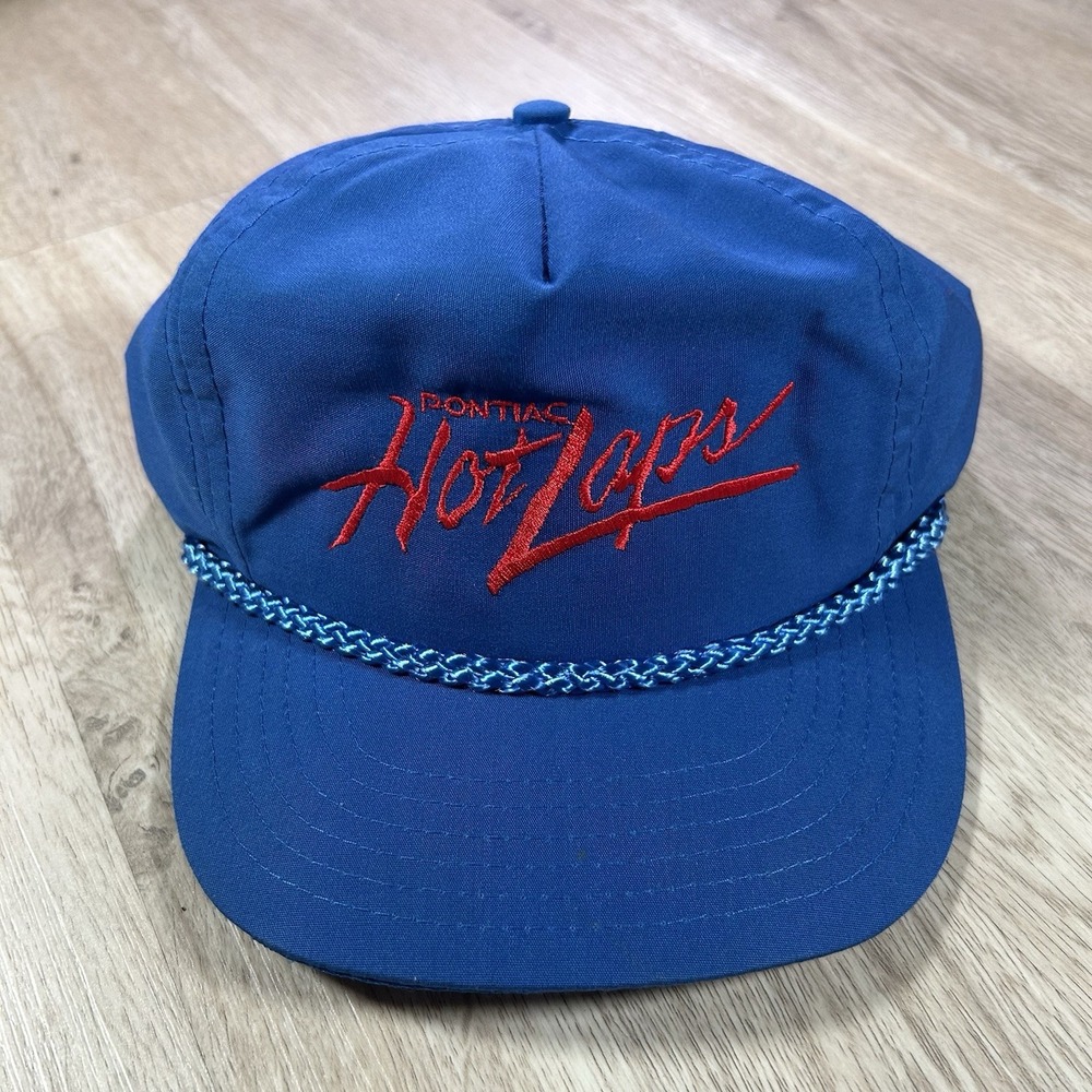 VTG 90s Pontiac Hot Laps Snapback Hat Racing Head to Toe Blue Rope Cap